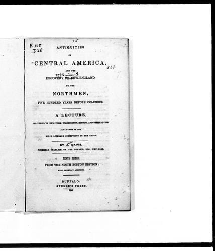 Antiquities of Central America and the discovery of New England by the Northmen, five hundred years before Columbus