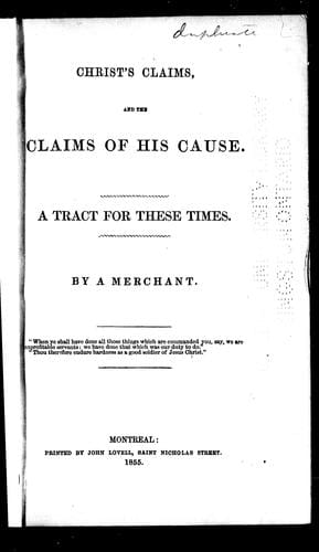 Christ's claims, and the claims of his cause