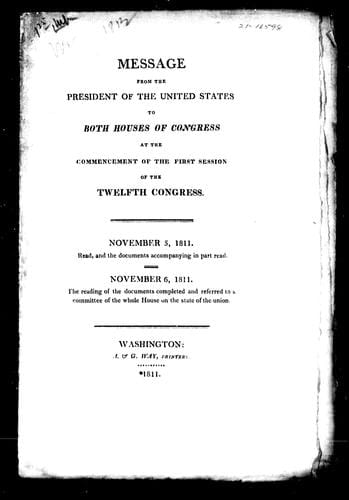 Message from the president of the United States to both houses of Congress, at the commencement of the first session of the twelfth Congress