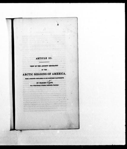 View of the ancient geography of the Arctic regions of America