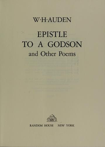 Epistle to a godson, and other poems