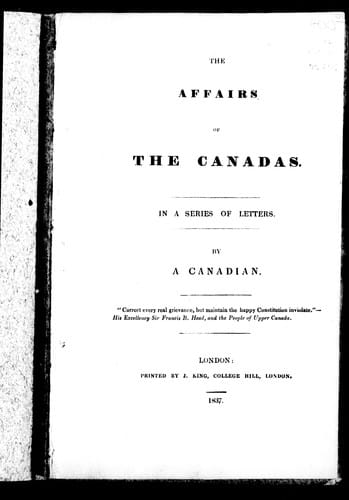 The affairs of the Canadas
