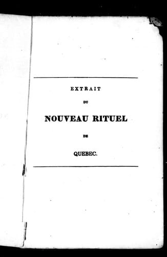 Extrait du nouveau rituel de Québec