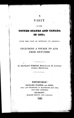 A visit to the United States and Canada in 1833