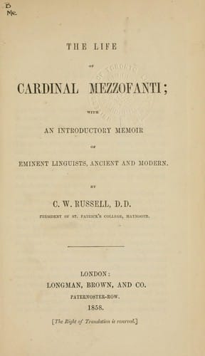 The life of Cardinal Mezzofanti