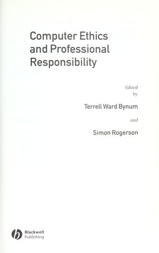 Computer ethics and professional responsibility