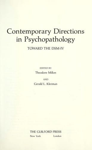 Contemporary directions in psychopathology : toward the DSM-IV