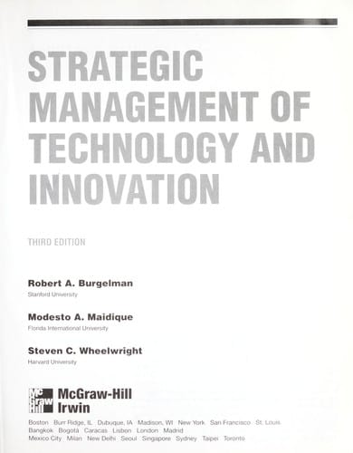 Strategic management of technology and innovation
