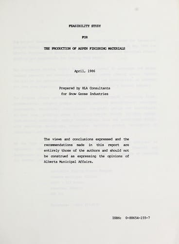 Feasibility study for the production of aspen finishing materials