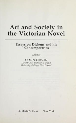 Art and Society in the Victorian Novel