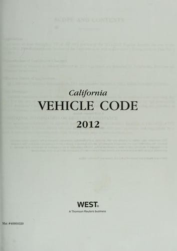 California Vehicle Code 2012