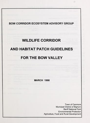 Wildlife corridor and habitat patch guidelines for the Bow Valley