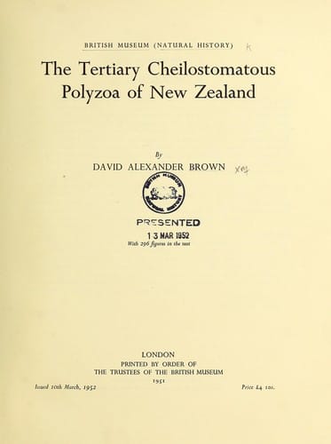The Tertiary Cheilostomatous Polyzoa of New Zealand