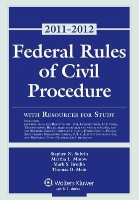 Federal Rules Of Civil Procedure With Resources For Study 20112012