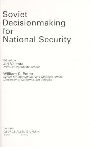 Soviet decisionmaking for national security