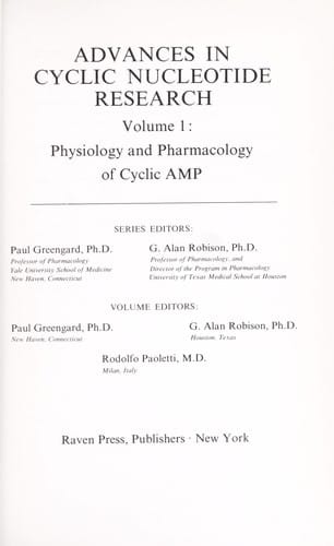 Physiology and pharmacology of cyclic AMP