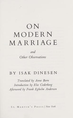 On modern marriage