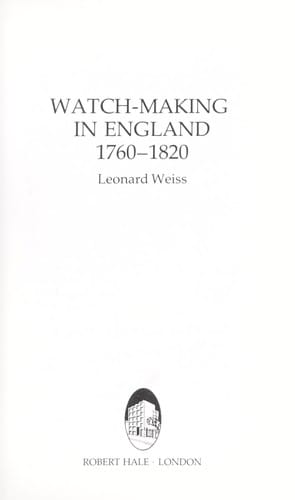 Watch-making in England 1760-1820