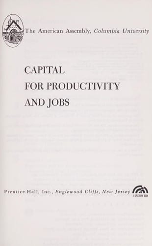 Capital for productivity and jobs