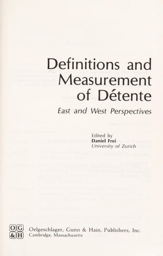 Definitions and measurement of détente