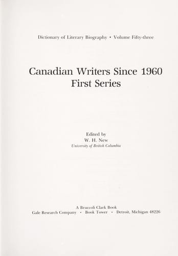 Canadian writers since 1960