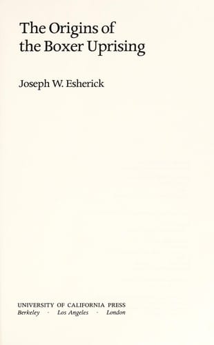 The origins of the Boxer Uprising