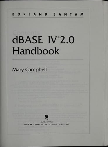 dBASE IV 2.0 handbook