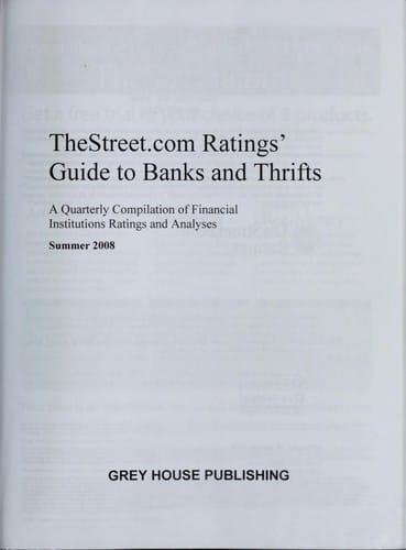 TheStreet.com Ratings Guide to Banks & Thrifts, Summer 2008