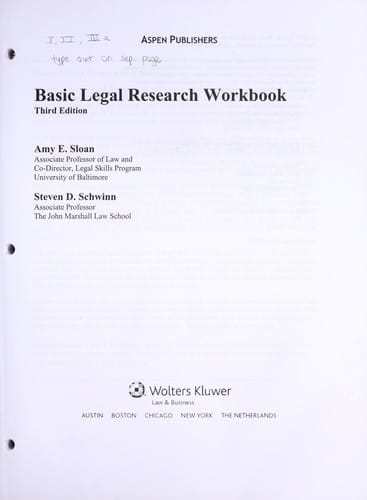 Basic legal research workbook