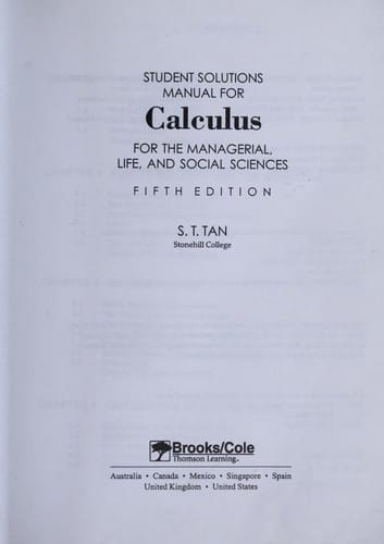 Student solutions manual for Calculus for the managerial, life, and social sciences, fifth edition