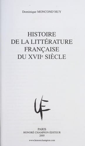 Histoire de la littérature française du XVIIe siècle