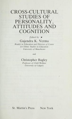 Cross-cultural studies of personality, attitudes, and cognition
