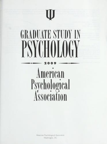 Graduate study in psychology, 2009