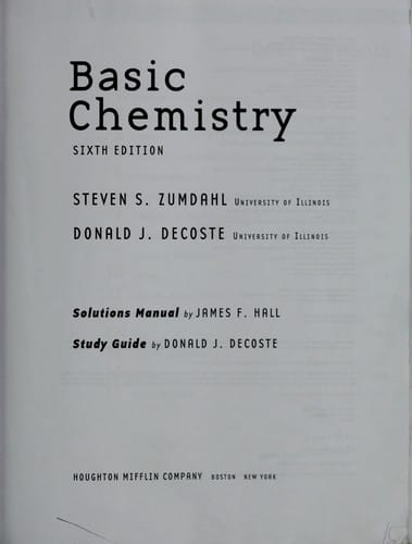 Basic chemistry with solutions manual & study guide