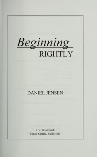 Beginning rightly