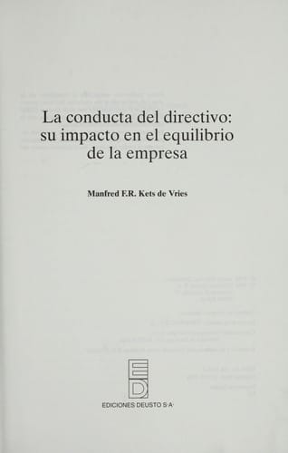 La conducta del directivo: su impacto en el equilibrio de la empresa