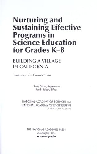 Nurturing and sustaining effective programs in science education for grades K-8