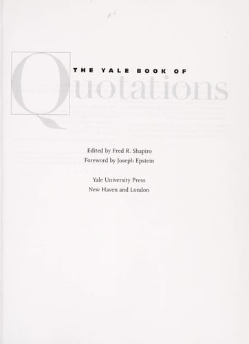The Yale book of quotations