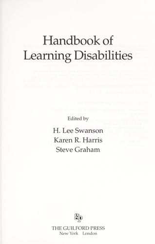 Handbook of learning disabilities