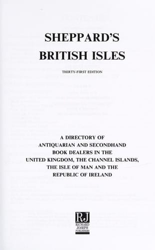 A directory of antiquarian and second-hand book dealers in the United Kingdom, the Channel Islands, the Isle of Man and the Republic of Ireland