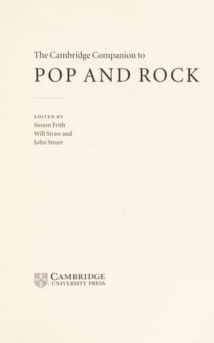 The Cambridge companion to pop and rock