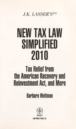 J.K. Lasser's new tax law simplified 2010