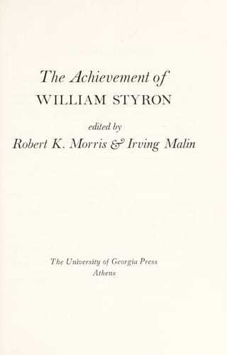 The Achievement of William Styron