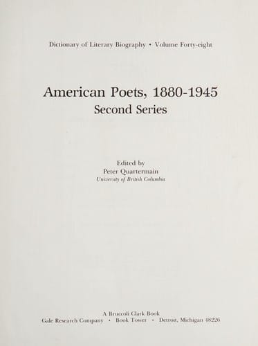 American poets, 1880-1945, second series