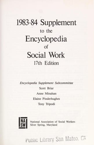 1983-84 supplement to the Encyclopedia of social work, 17th edition
