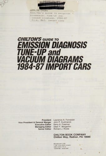 Chilton's guide to emission diagnosis tune-up and vacuum diagrams 1984-87 import cars