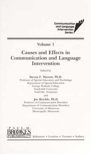 Causes and effects in communication and language intervention
