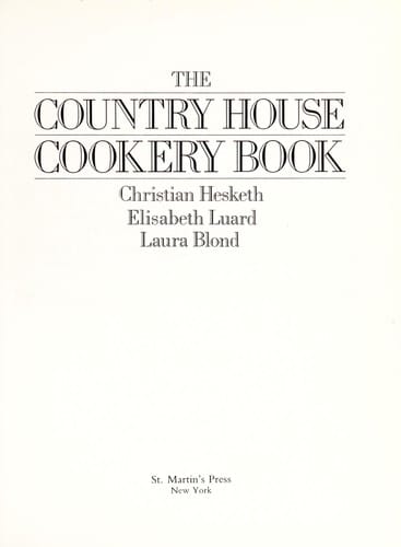 The country house cookery book