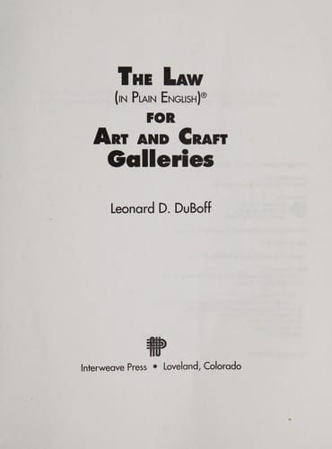 The law (in plain English) for art and craft galleries