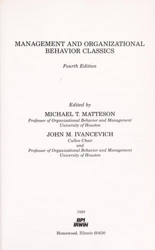 Management and organizational behavior classics